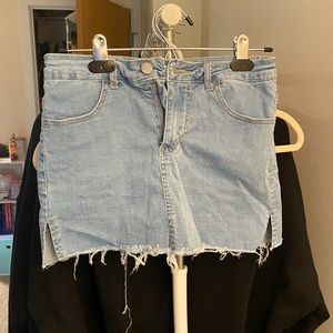 Women Light Blue Mini Skirt with Pants